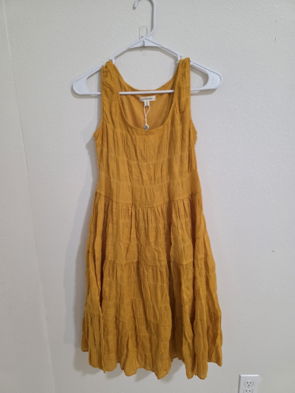 Max Studio Sleeveless Tiered Mustard Dress